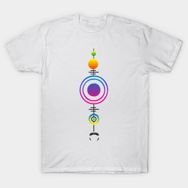 Geometric art of planets and moon T-Shirt by SAMUEL FORMAS